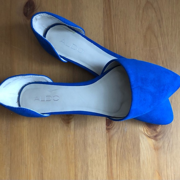 Aldo Bright Blue Pointed-Toe Flats - Picture 2 of 4